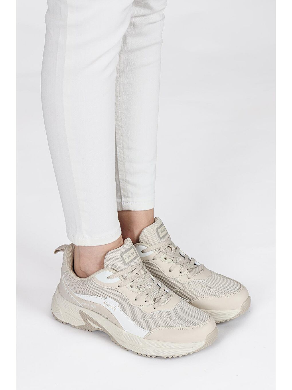 28066 Bej Kadın Sneaker Günlük Spor Ayakkabı-1