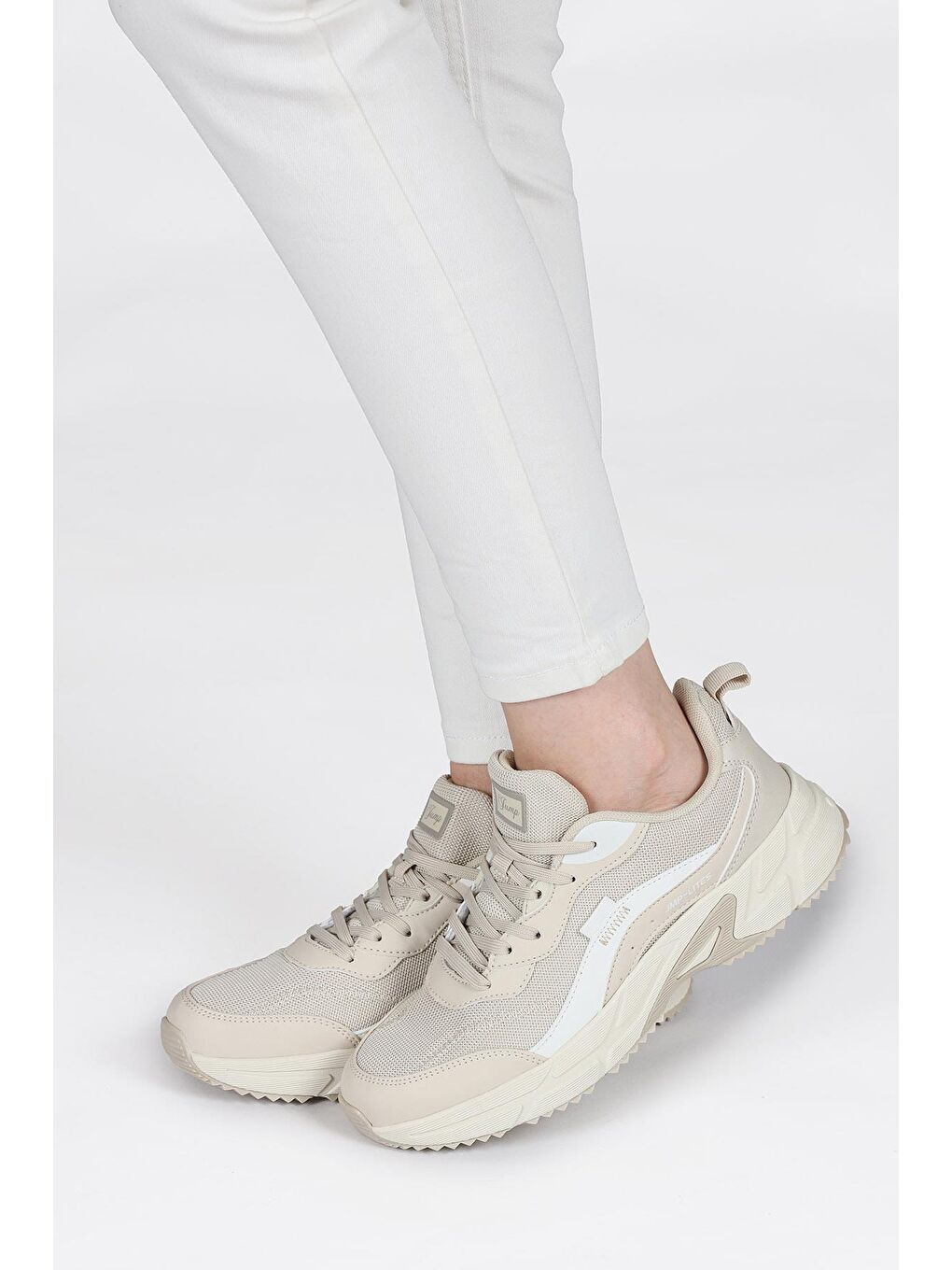 28066 Bej Kadın Sneaker Günlük Spor Ayakkabı-2