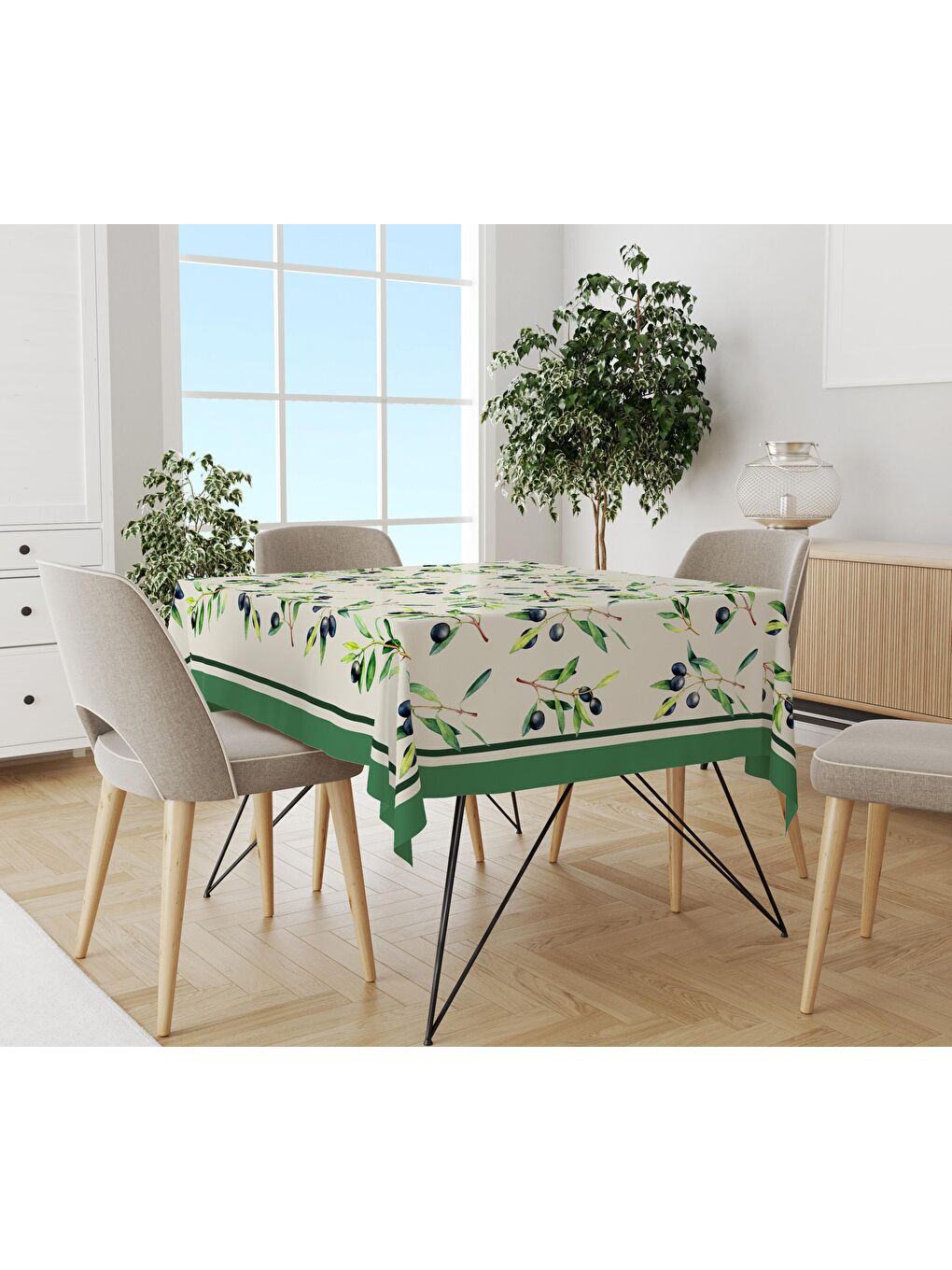 Karışık Yaprak Desenli 140x200 Süet Masa Örtüsü