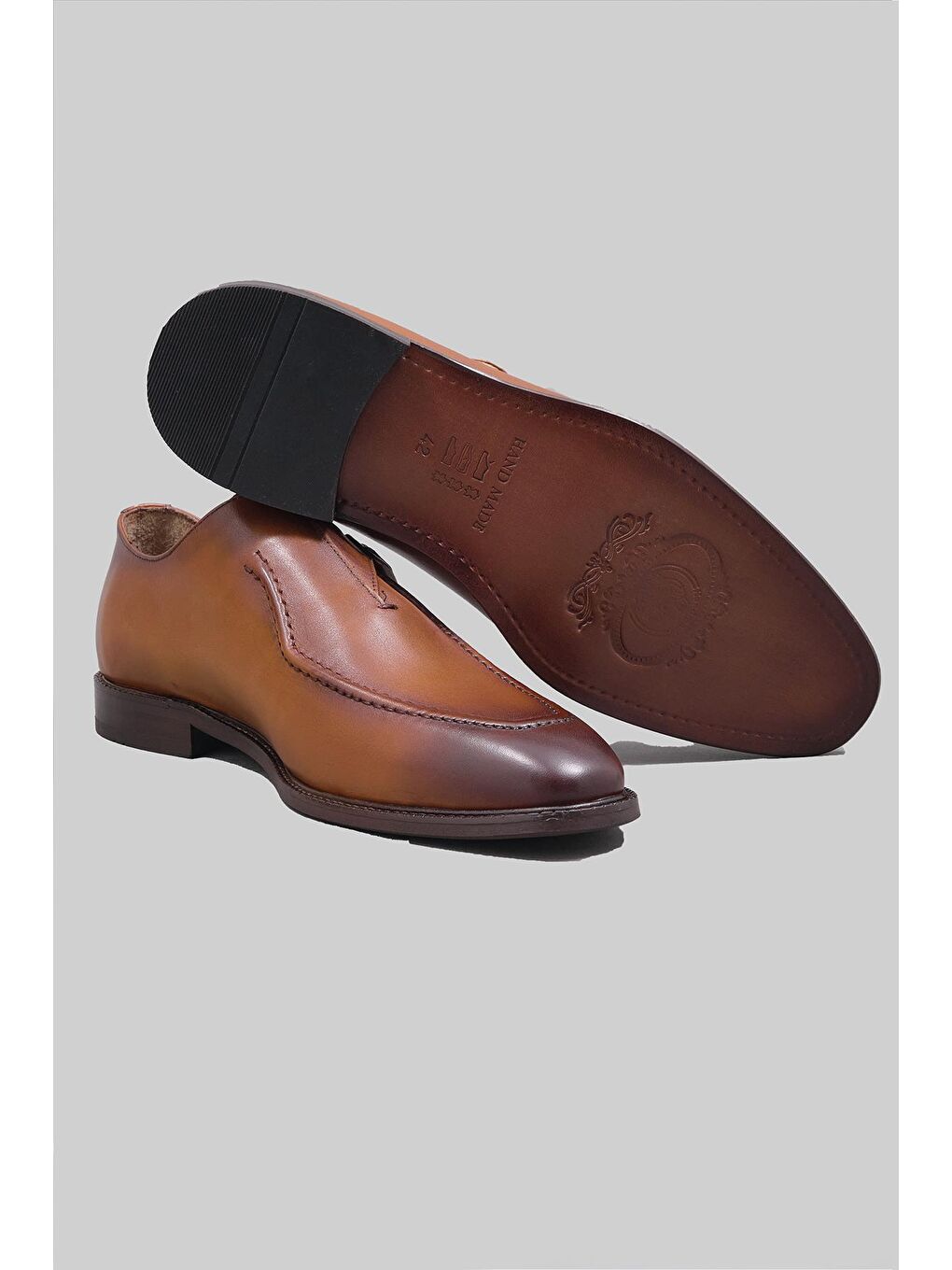 Kahverengi Saint Kemerli Hakiki Deri Kösele Taban Klasik Makosen Ayakkabı Erkek-2