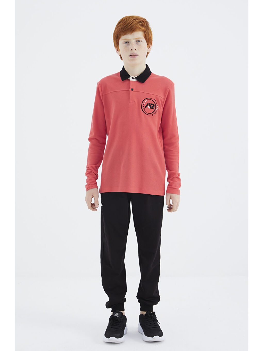 Kırmızı Coral Polo Yaka Erkek Çocuk Tişört - 11172-2