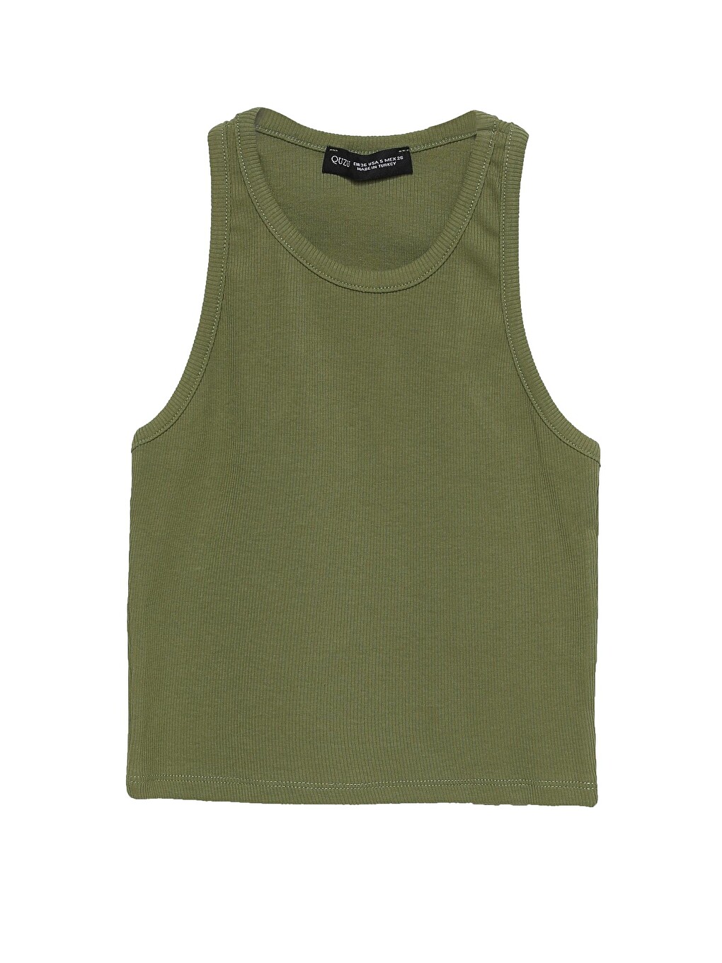 Halter Yaka Crop Atlet Haki