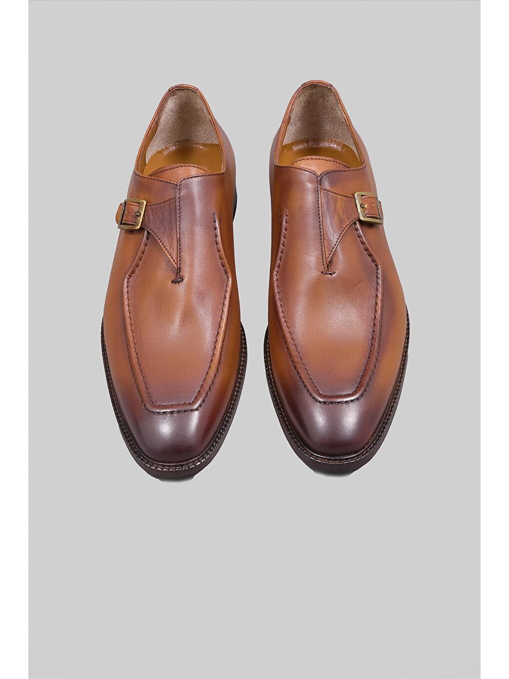 Kahverengi Saint Kemerli Hakiki Deri Kösele Taban Klasik Makosen Ayakkabı Erkek-4