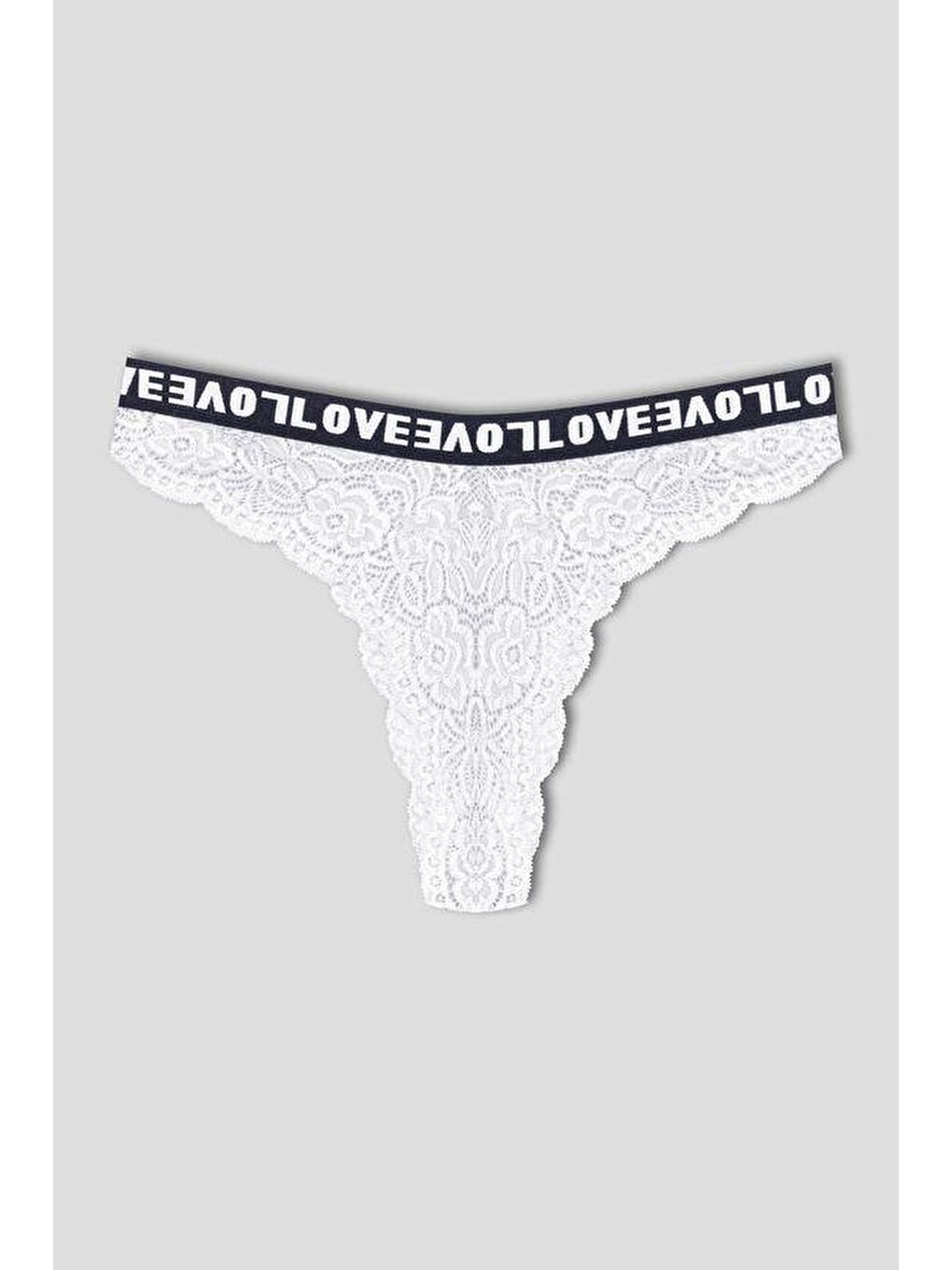 Siyah Brezilya Kesim Dantelli LOVE Lastik Yüksek Bel Kadın Külot 3'lü-2