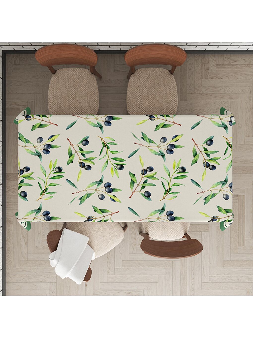 Karışık Yaprak Desenli 140x200 Süet Masa Örtüsü-1