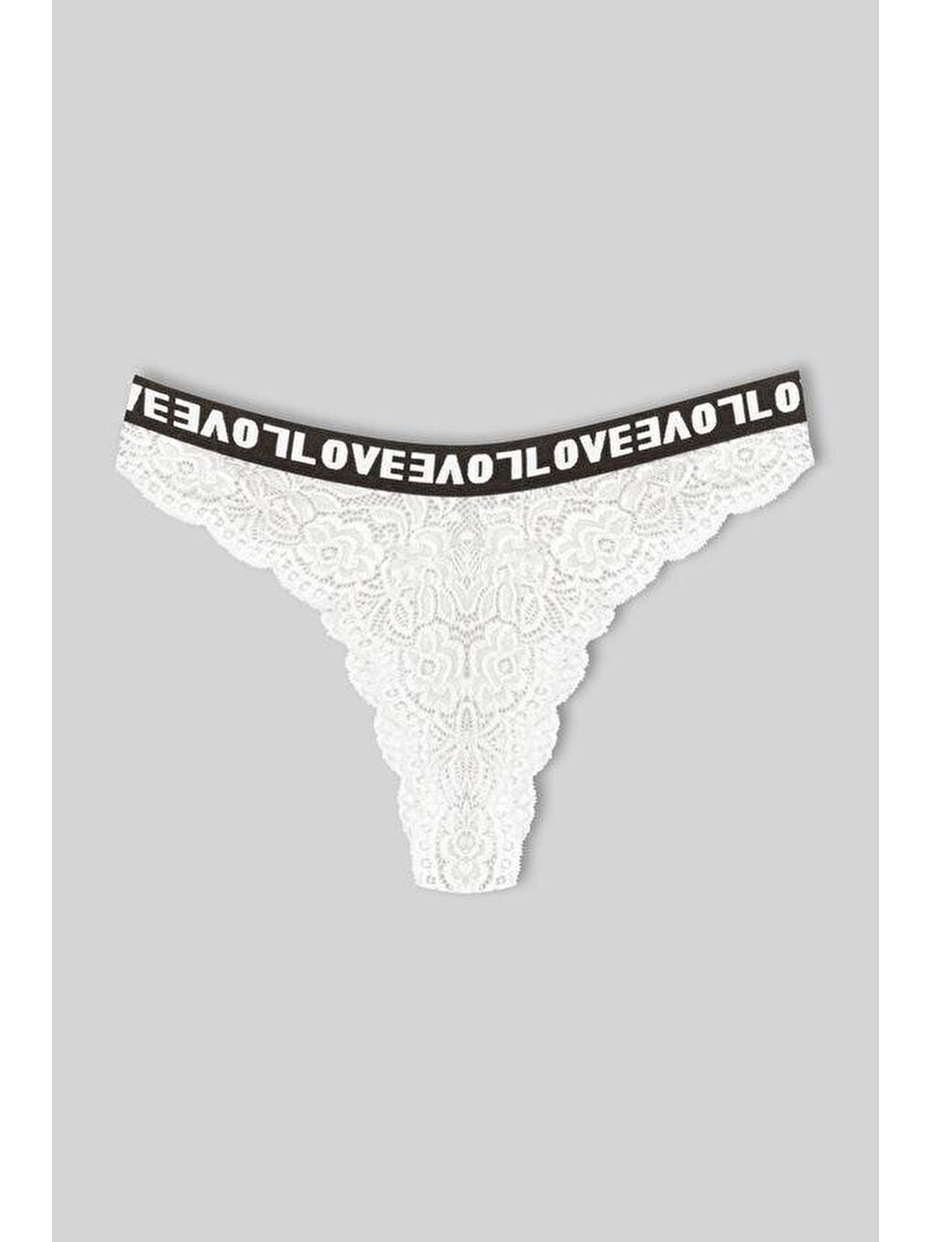 Bordo Brezilya Kesim Dantelli LOVE Lastik Yüksek Bel Kadın Külot 3'lü-2
