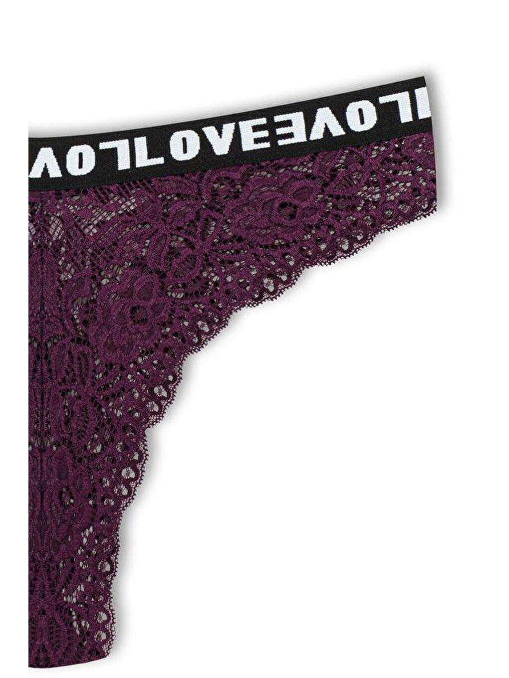 Bej Brezilya Kesim Dantelli LOVE Lastik Yüksek Bel Kadın Külot 3'lü-4