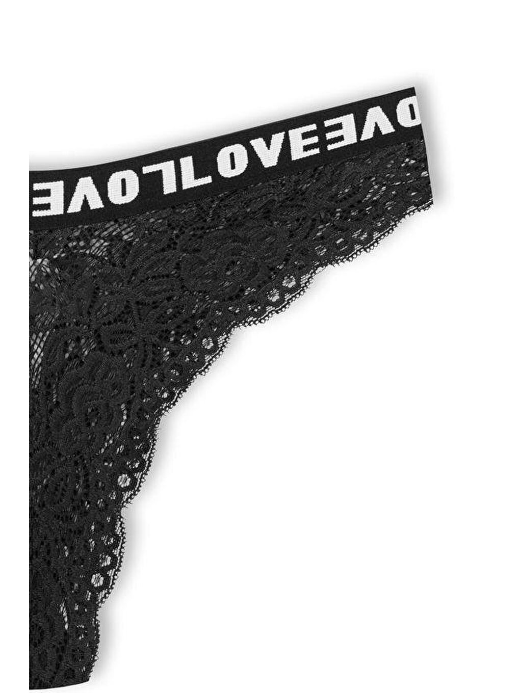 Bordo Brezilya Kesim Dantelli LOVE Lastik Yüksek Bel Kadın Külot 3'lü-4