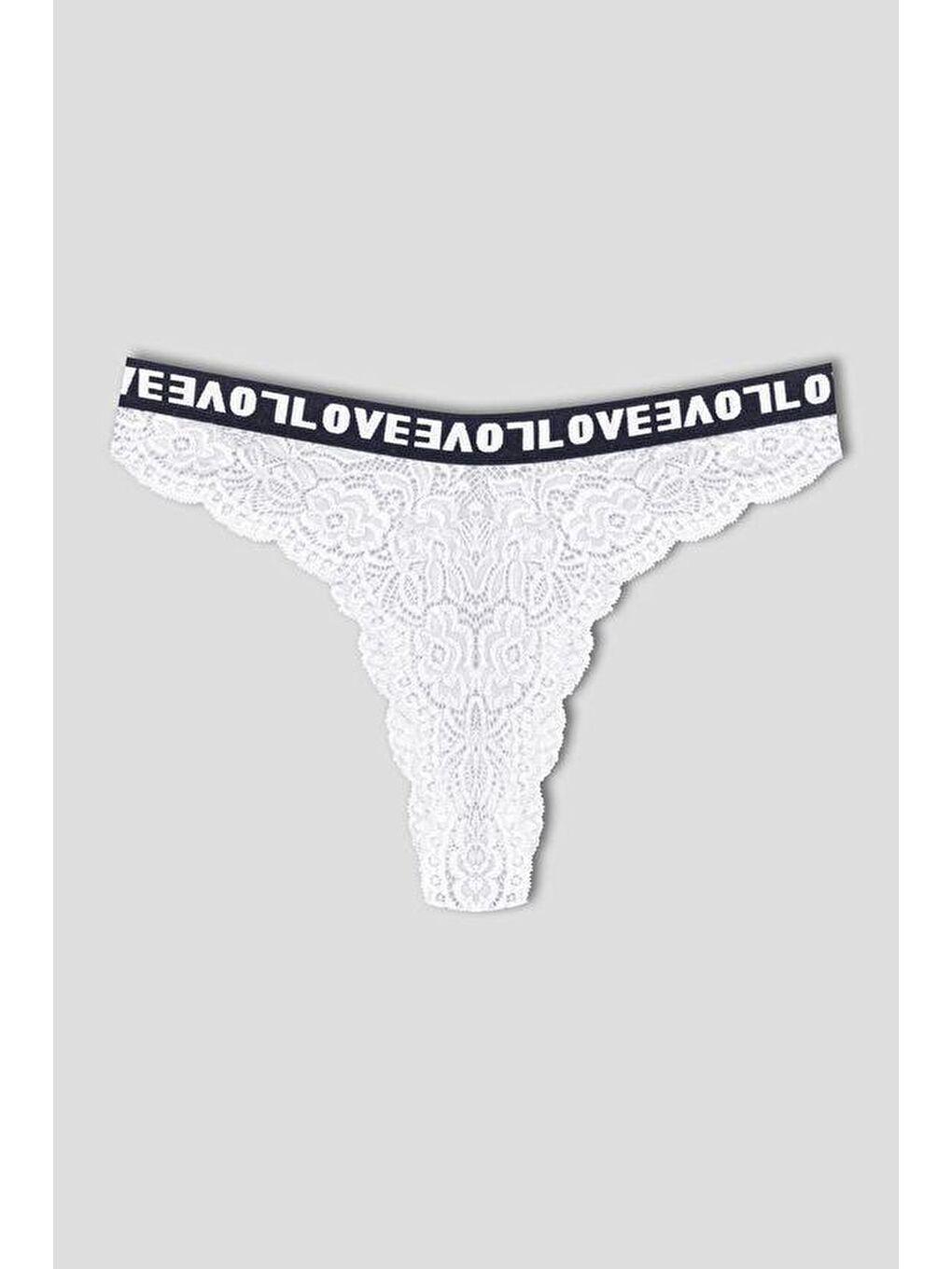Siyah Brezilya Kesim Dantelli LOVE Lastik Yüksek Bel Kadın Külot 2'li-3