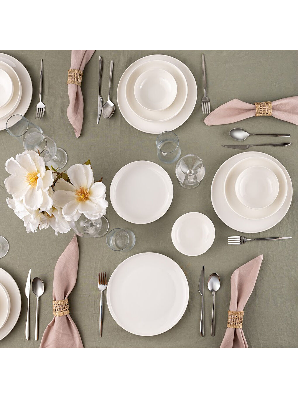 Beyaz Sade 18 Parça 6 Kişilik Yemek Takımı-2