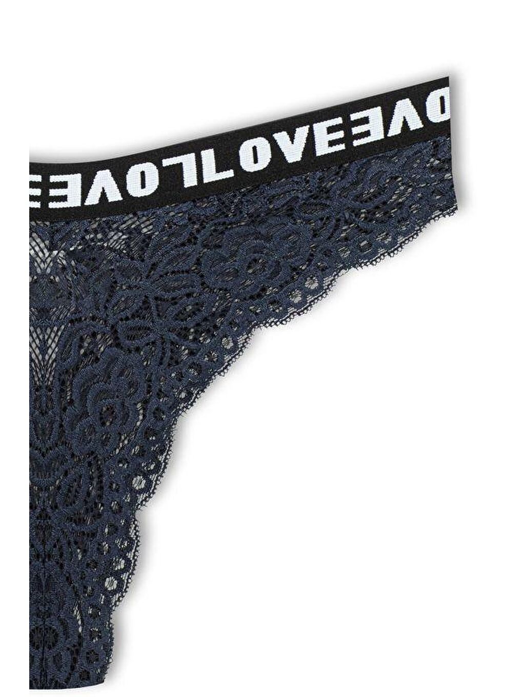 Siyah Brezilya Kesim Dantelli LOVE Lastik Yüksek Bel Kadın Külot 2'li-4