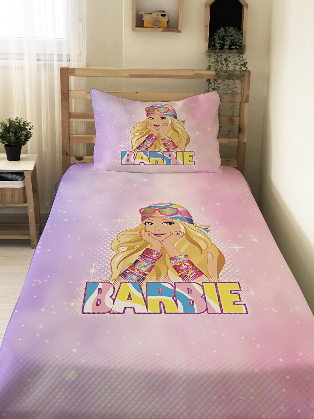 Karışık Prenses Kız Desenli Bebek Ve Çocuk Baskılı Tek Kişilik Pike Takımı 160x220 Renkli