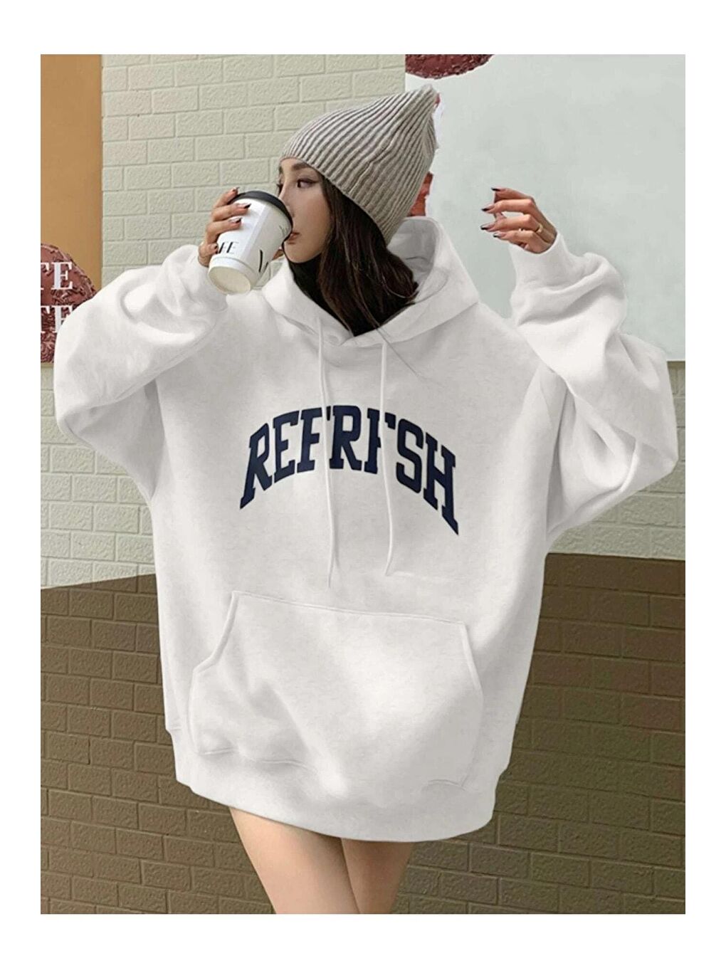 Trendseninle Beyaz Kadın BEYAZ Refrfsh Baskılı Sweatshirt - 3