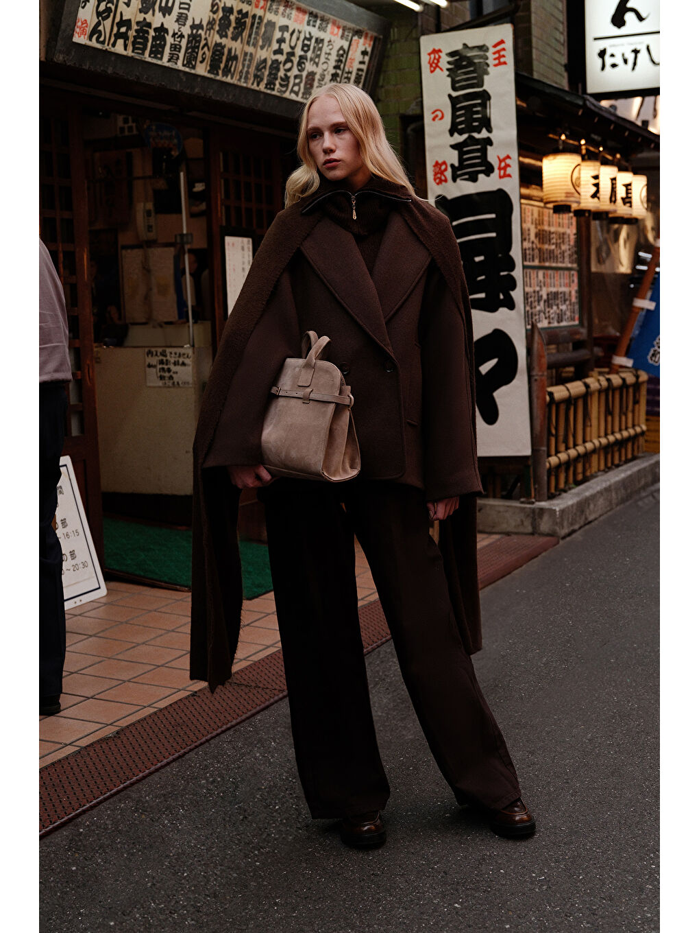 İtalyan Kaşe Kruvaze Kaban Kahverengi