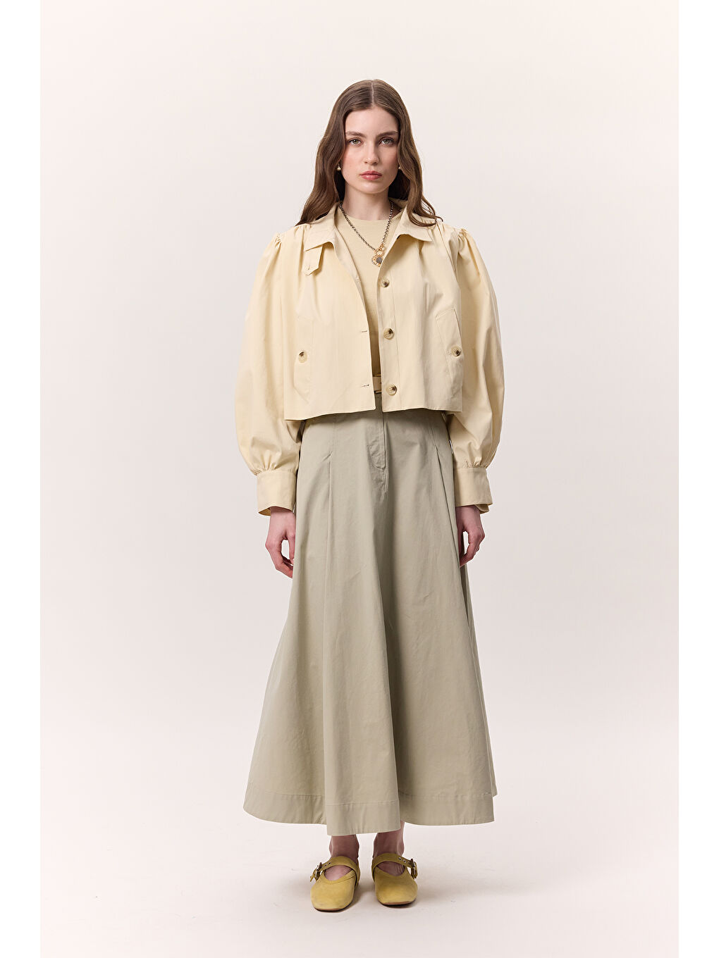 Cep Detaylı Geniş Etek Soft Yeşil-3