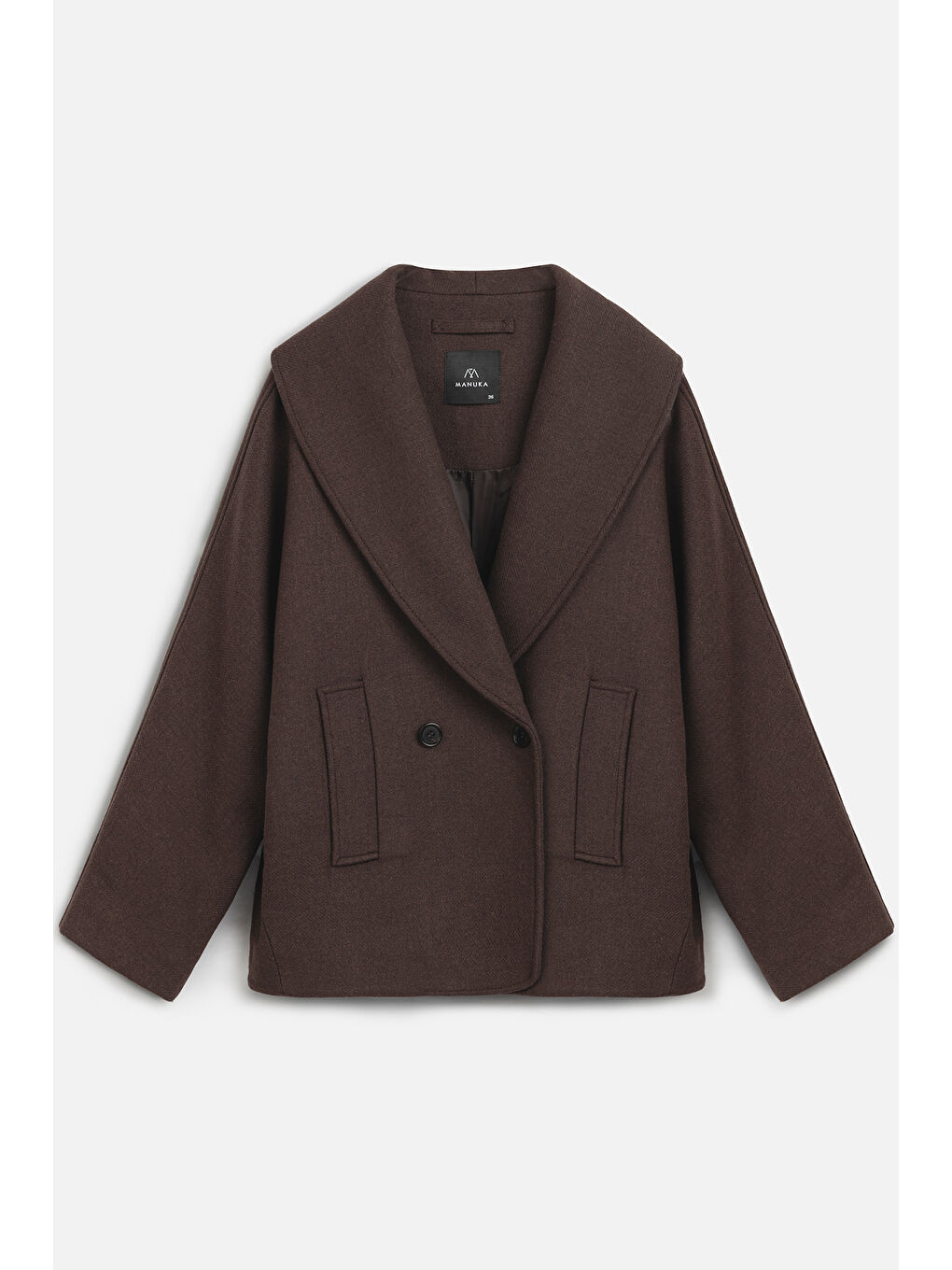 İtalyan Kaşe Kruvaze Kaban Kahverengi-1