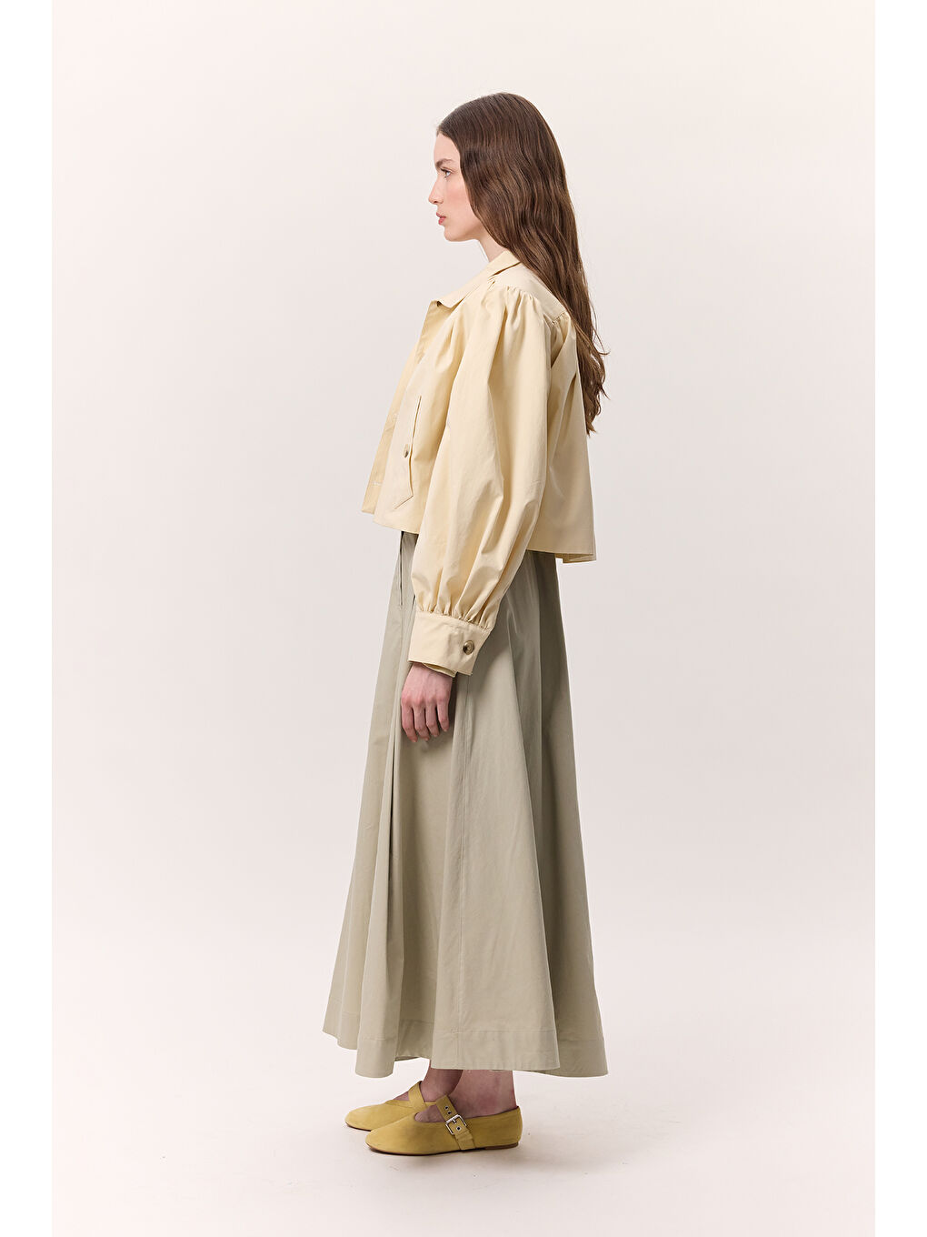 Cep Detaylı Geniş Etek Soft Yeşil-4