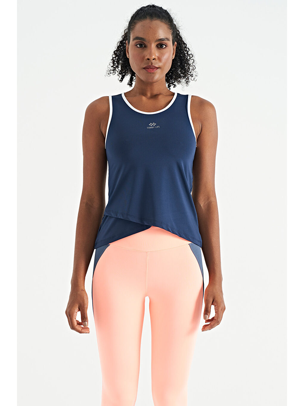 İndigo Logo Baskılı Biye Şeritli Standart Kalıp Kadın Spor Atlet - 97255-2