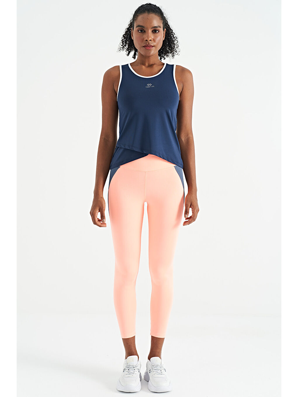 İndigo Logo Baskılı Biye Şeritli Standart Kalıp Kadın Spor Atlet - 97255-4