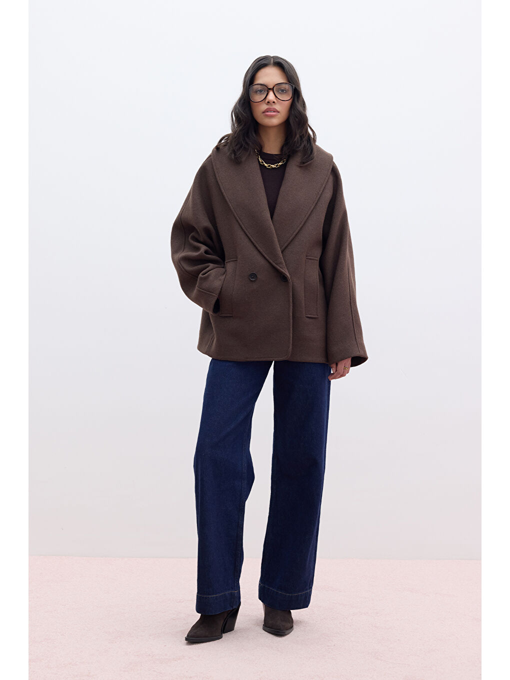 İtalyan Kaşe Kruvaze Kaban Kahverengi-3