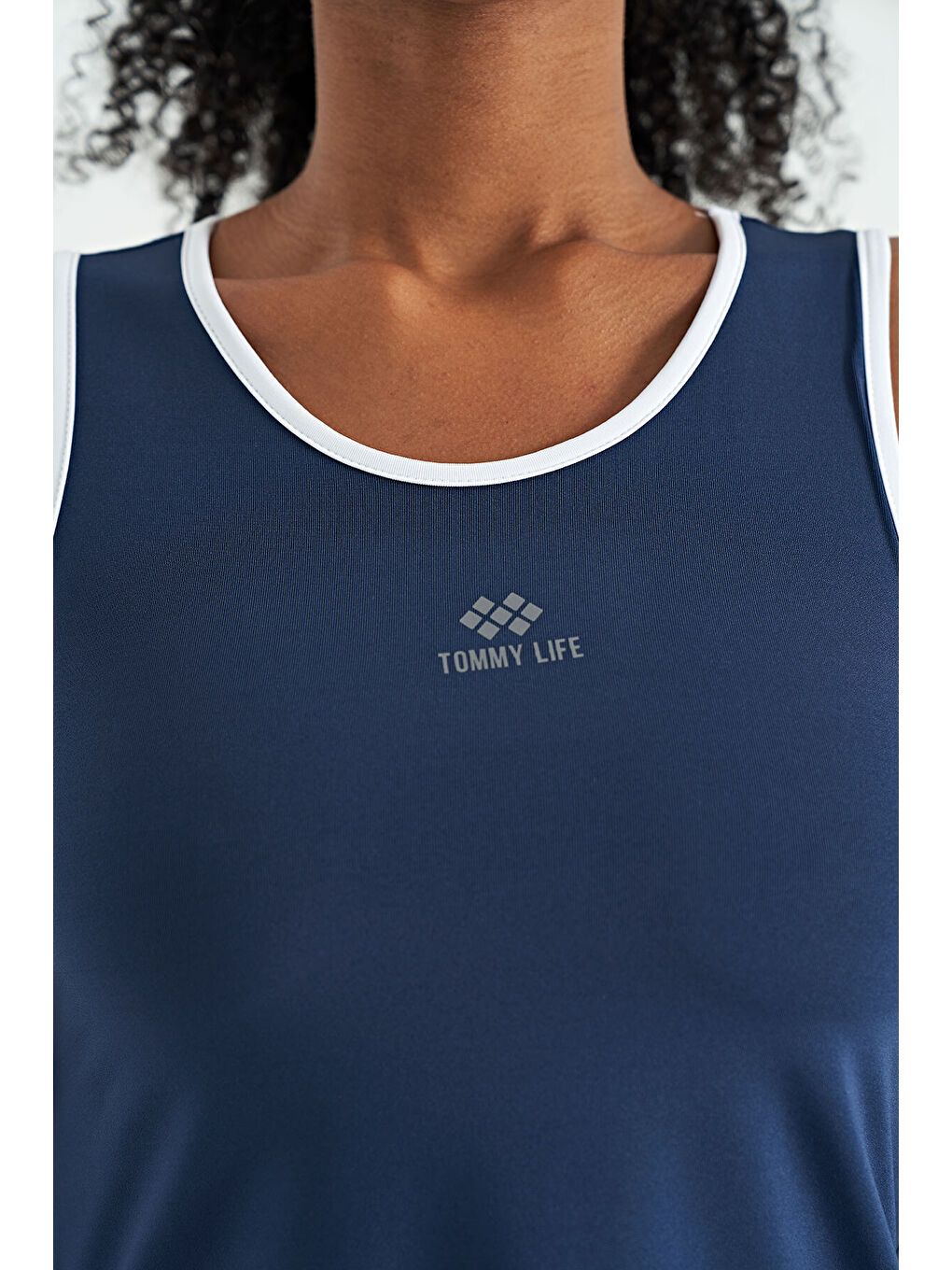 İndigo Logo Baskılı Biye Şeritli Standart Kalıp Kadın Spor Atlet - 97255-6