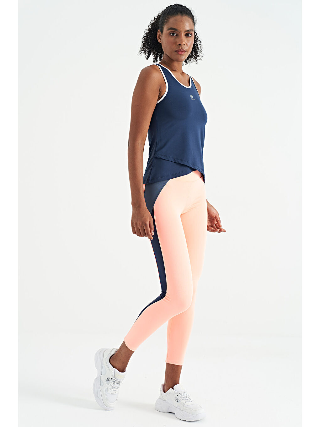 İndigo Logo Baskılı Biye Şeritli Standart Kalıp Kadın Spor Atlet - 97255-8