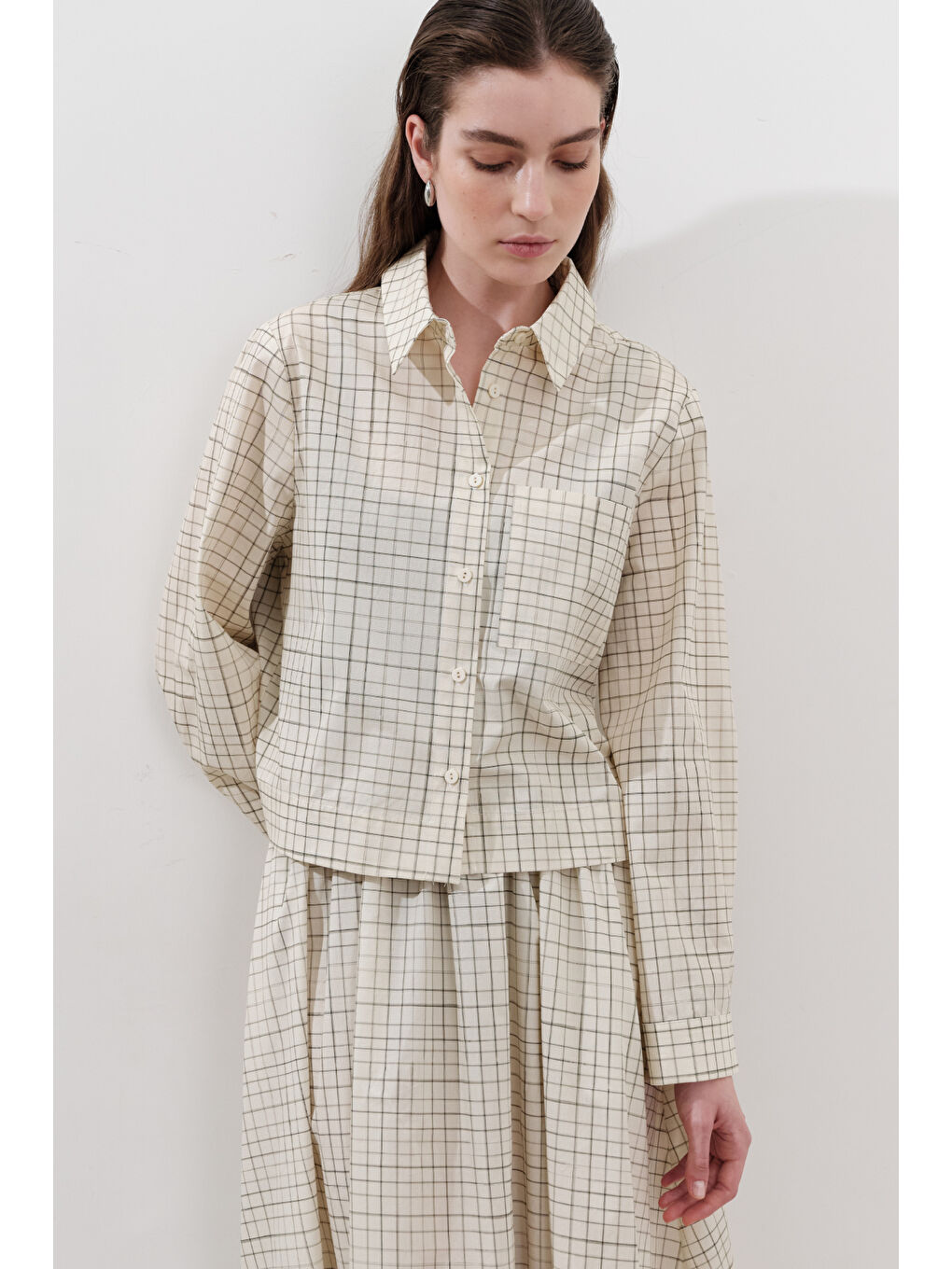 Desenli Poplin Gömlek Sarı-3