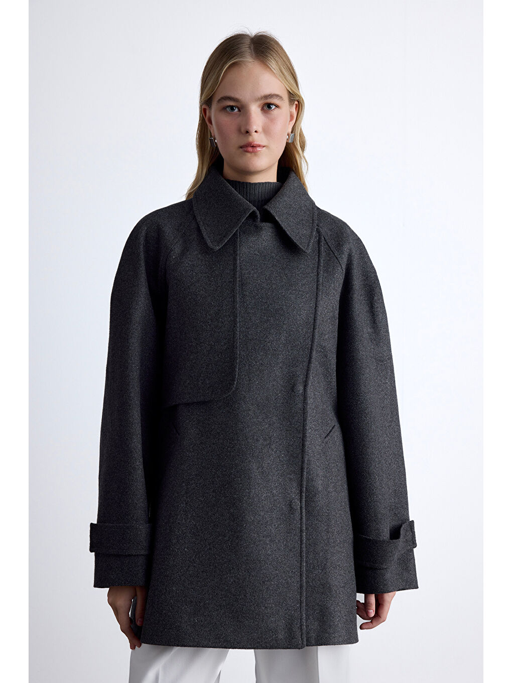 Mari Kruvaze Trenç Kaban Antrasit-1