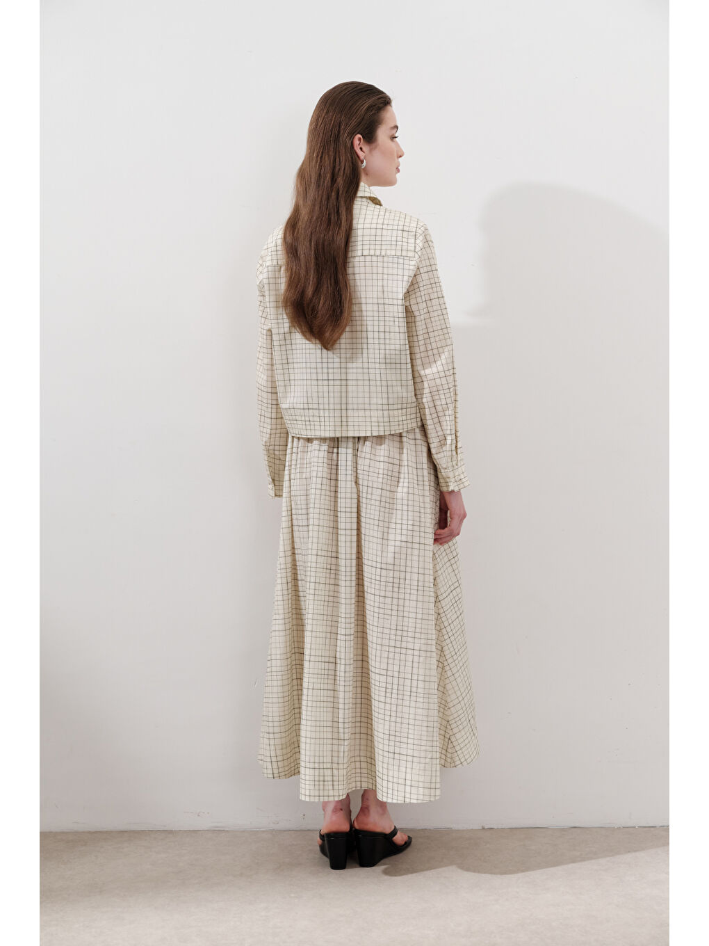 Desenli Poplin Gömlek Sarı-5