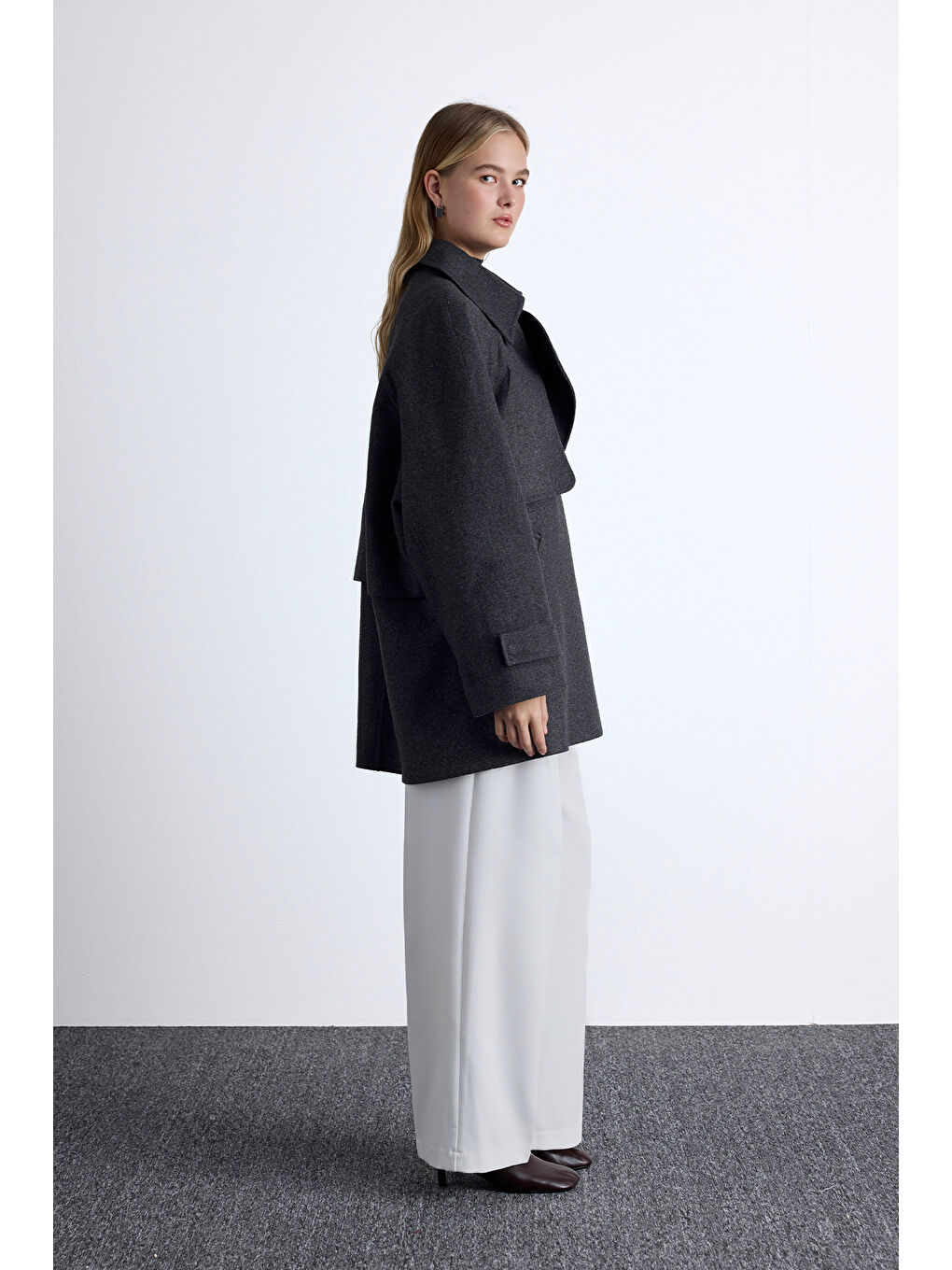 Mari Kruvaze Trenç Kaban Antrasit-2