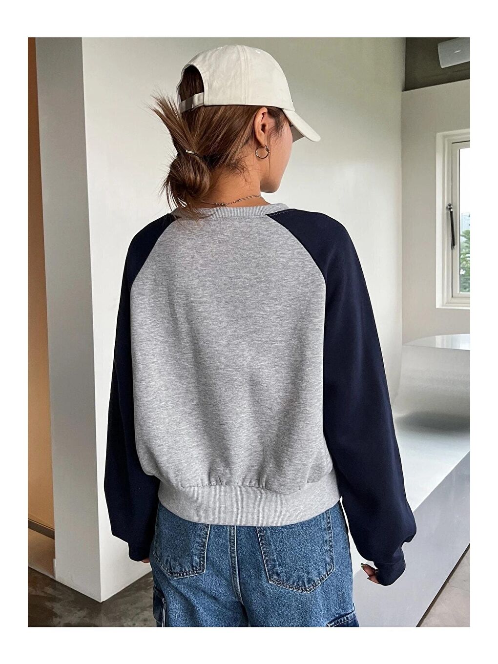 Gri Kadın GRİ Neat 520 Baskılı Oversize Sweatshirt-1