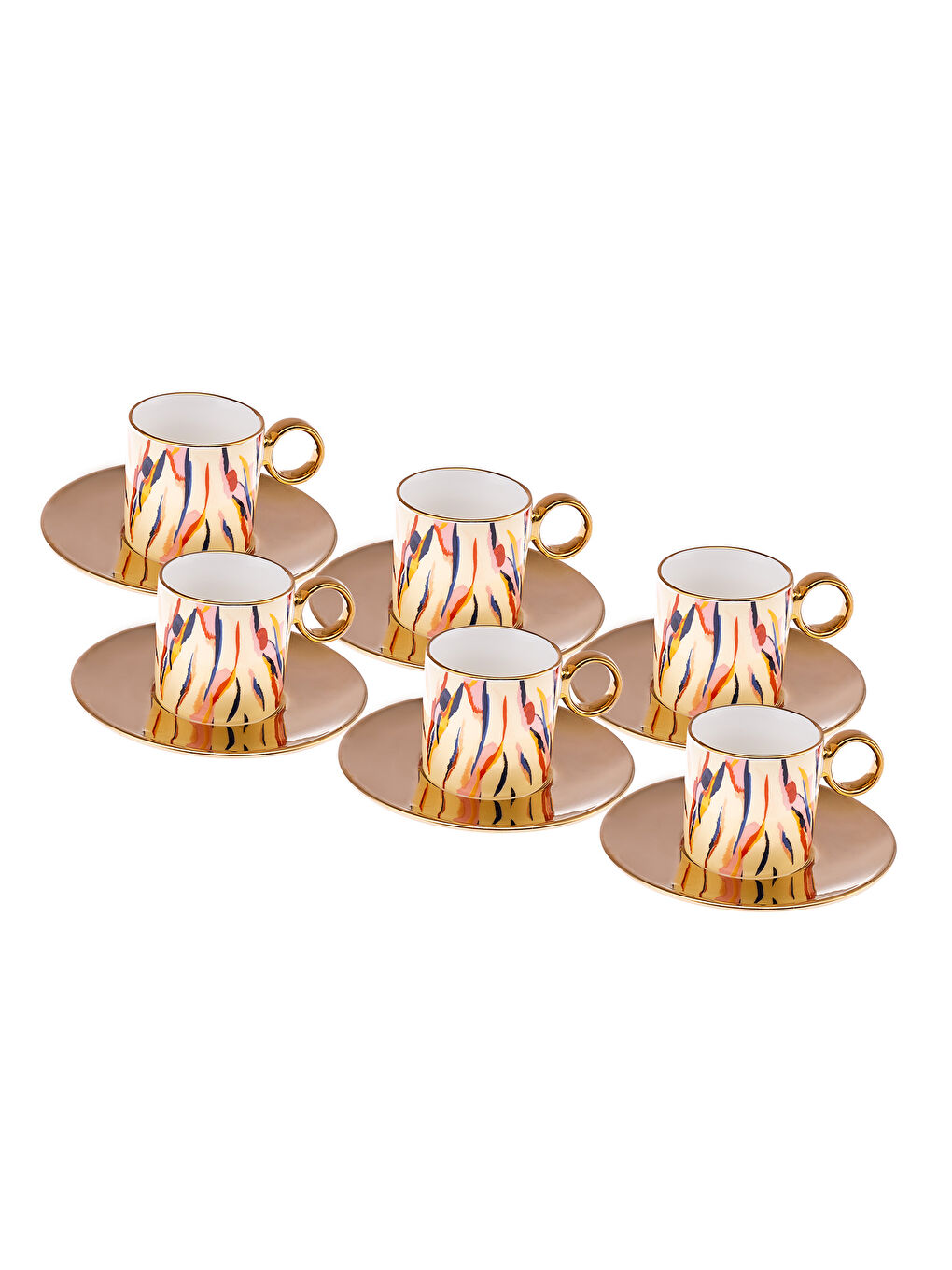 Kahverengi Ahenk 6 Kişilik Kahve Fincan Takımı 90 ml-2