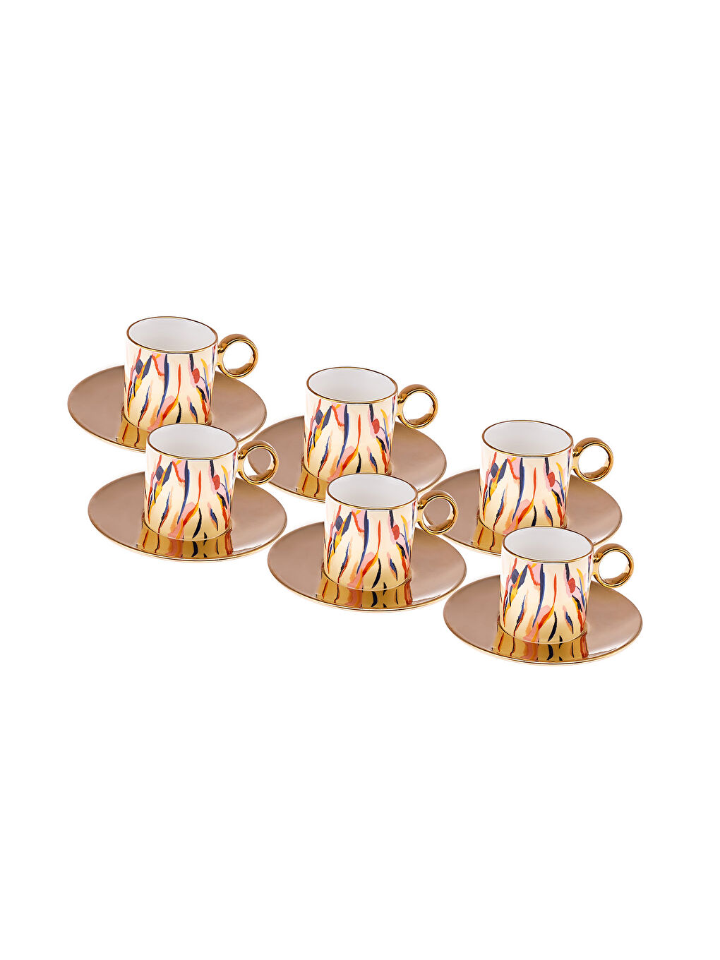 Kahverengi Ahenk 6 Kişilik Kahve Fincan Takımı 90 ml-3