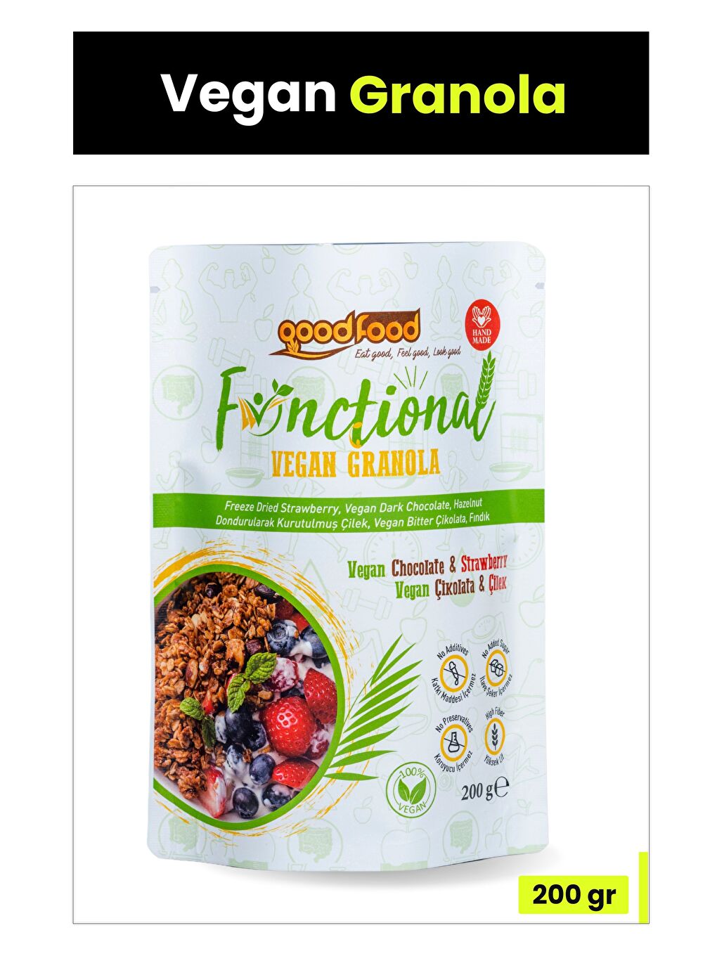 Good Food Vegan Çikolata & Çilek Granola 200 g