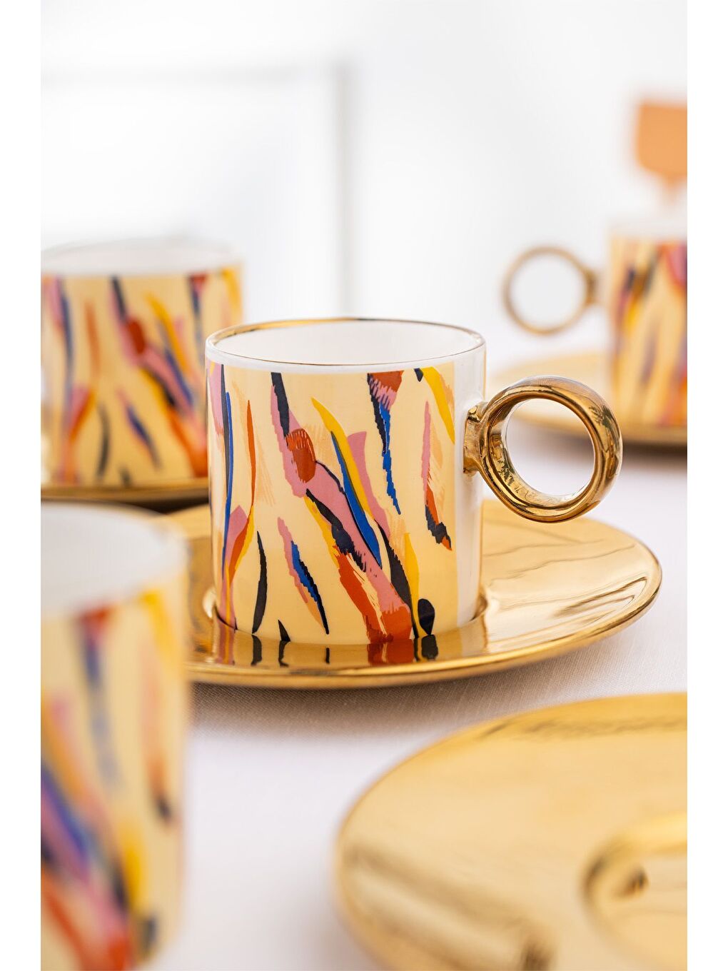 Kahverengi Ahenk 6 Kişilik Kahve Fincan Takımı 90 ml-1