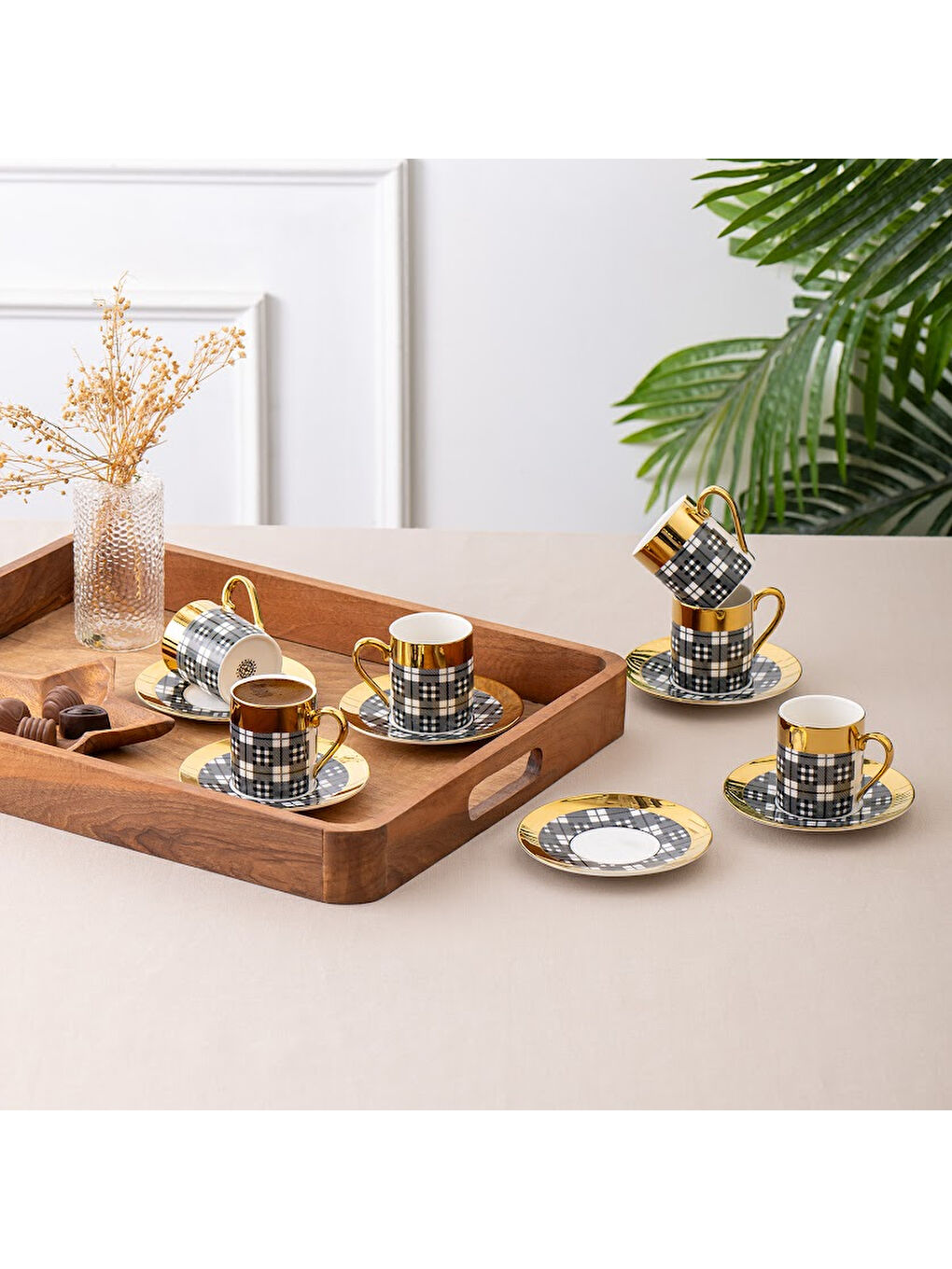 Siyah Deren 6'lı Kahve Fincan Takımı 90 ml-2