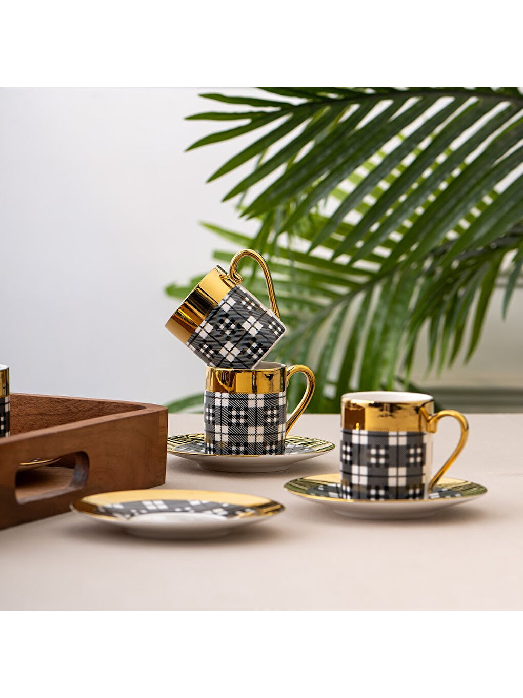 Siyah Deren 6'lı Kahve Fincan Takımı 90 ml-3