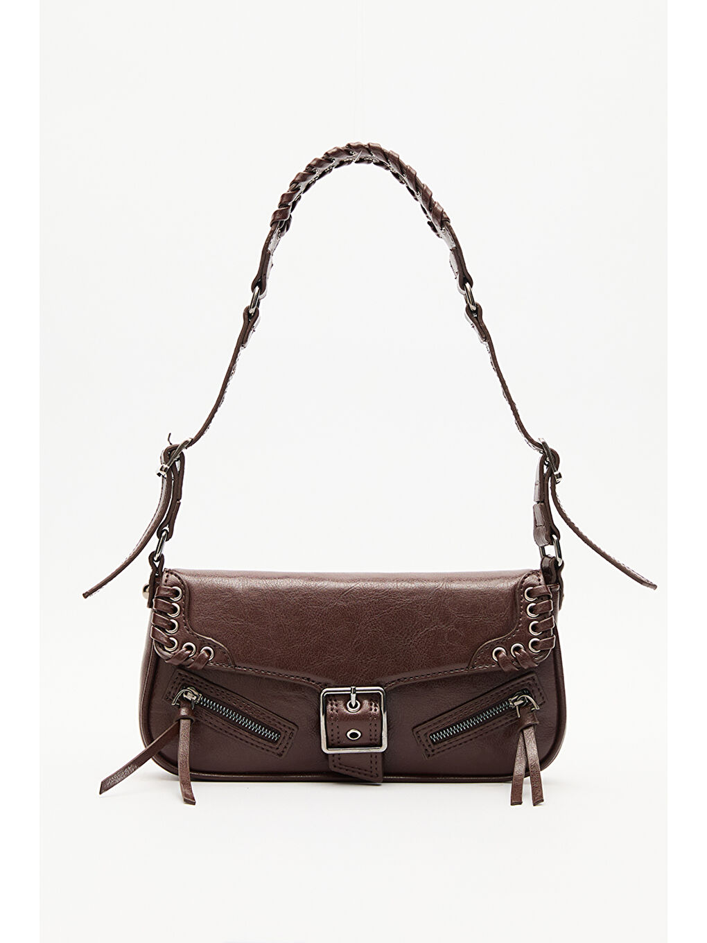 Toka Detaylı Omuz Çantası Kahverengi-2