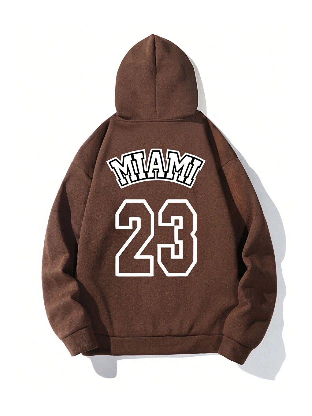 Kadın Kahverengi Miami 23 Baskılı Kapüşonlu Sweatshirt