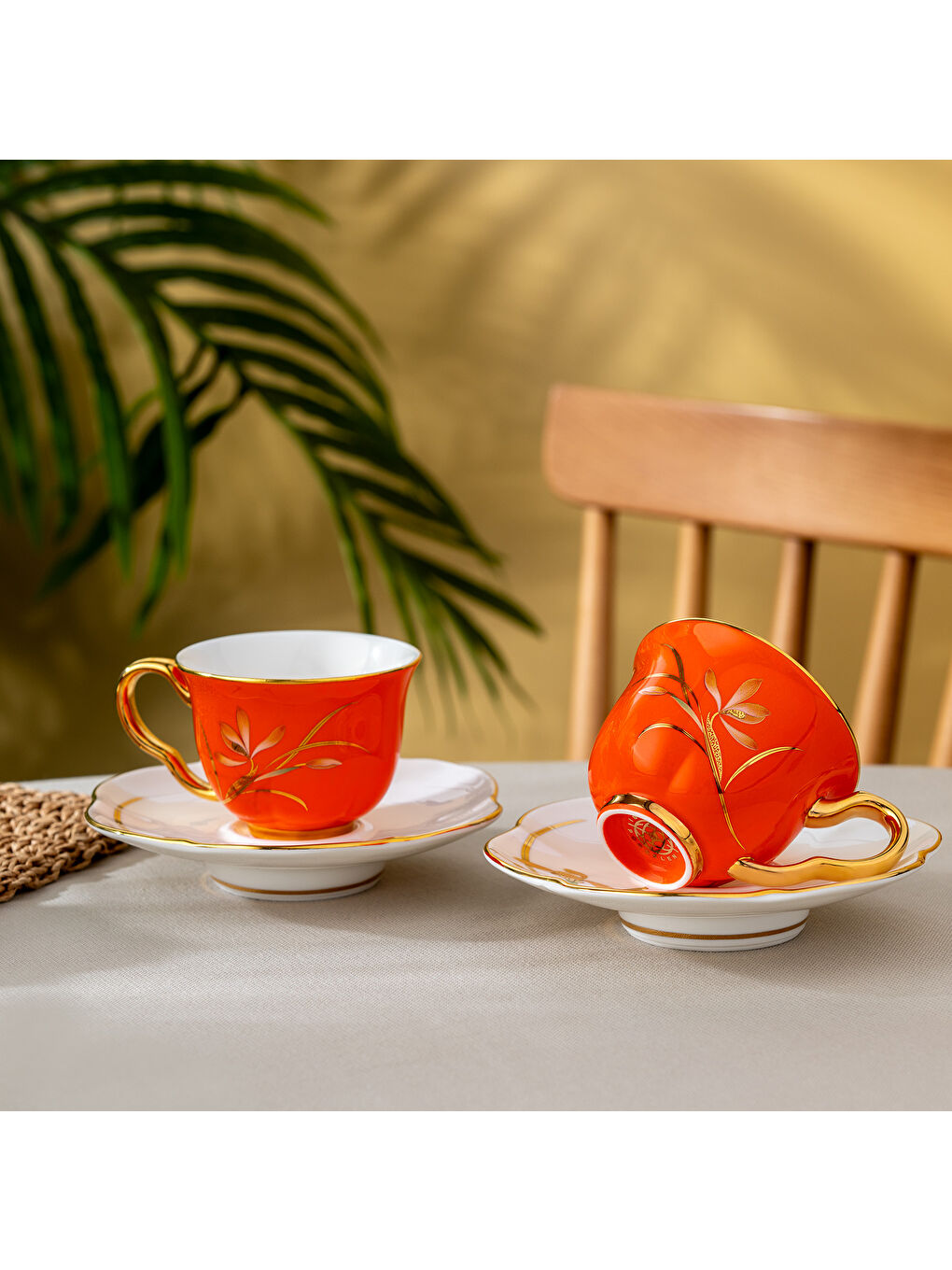 Berin 2 Kişilik Kahve Fincan Takımı Turuncu 90 ml-3