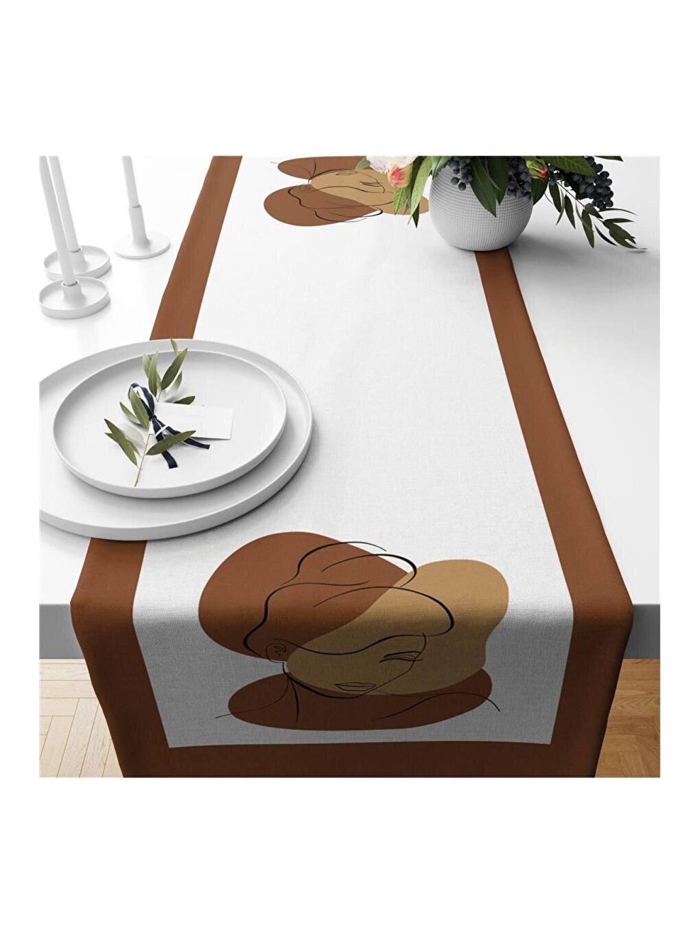 Karışık Modern Desenli Kadife Runner 40x140 cm