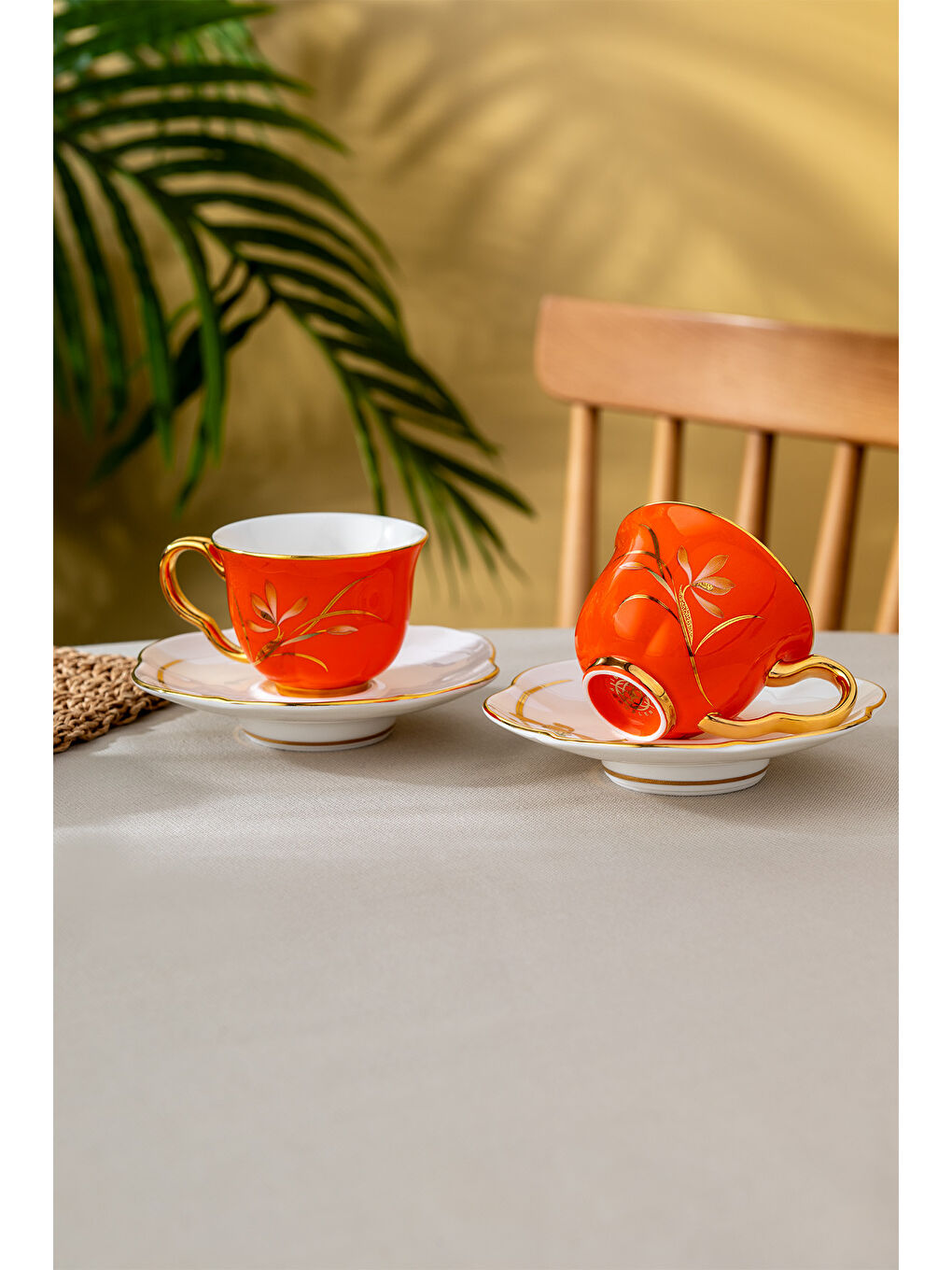 Berin 2 Kişilik Kahve Fincan Takımı Turuncu 90 ml-1