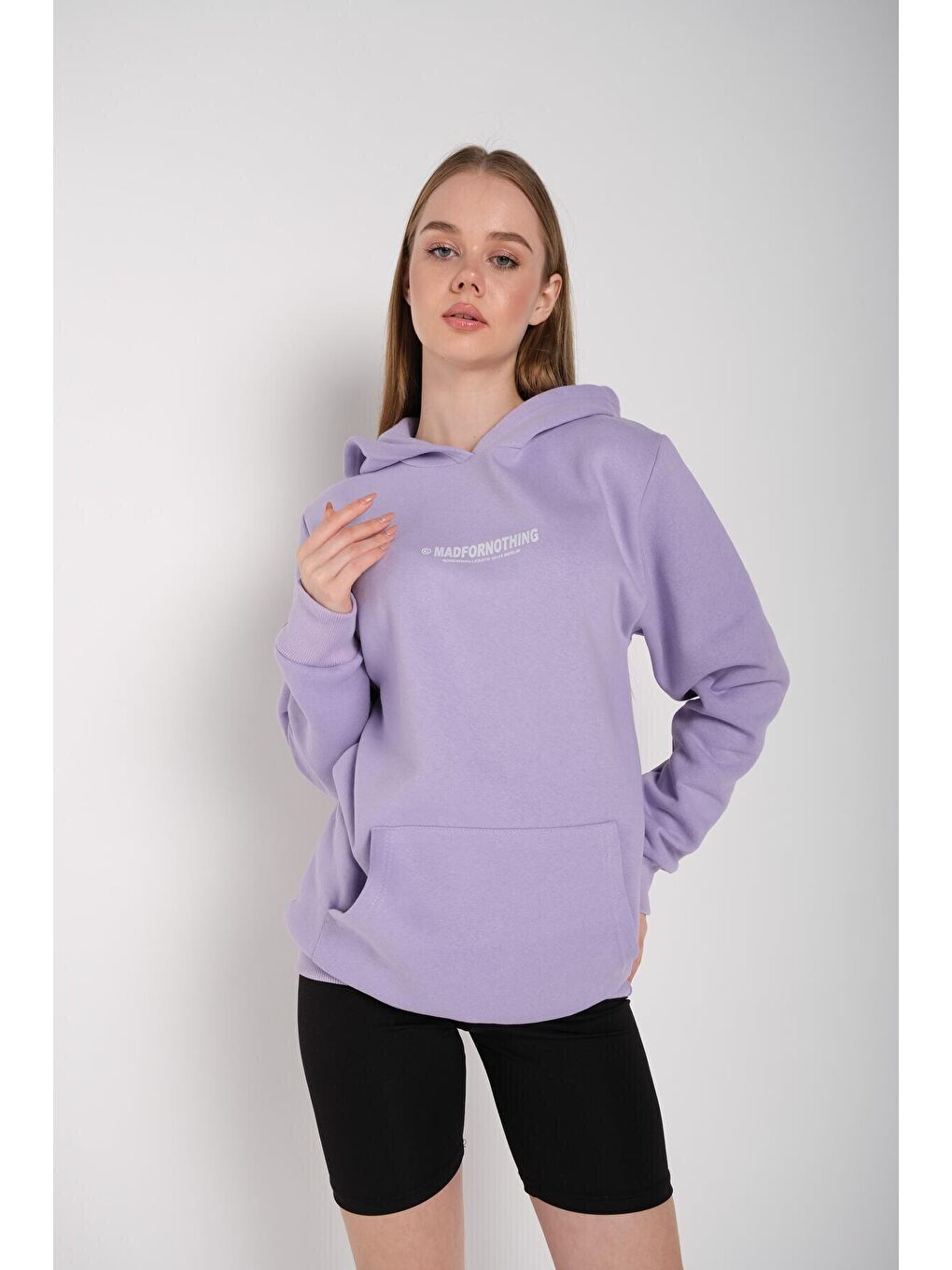 Trendseninle Mor Kadın MOR Mad For Nothing Baskılı Oversize Kapüşonlu Sweatshirt - 3