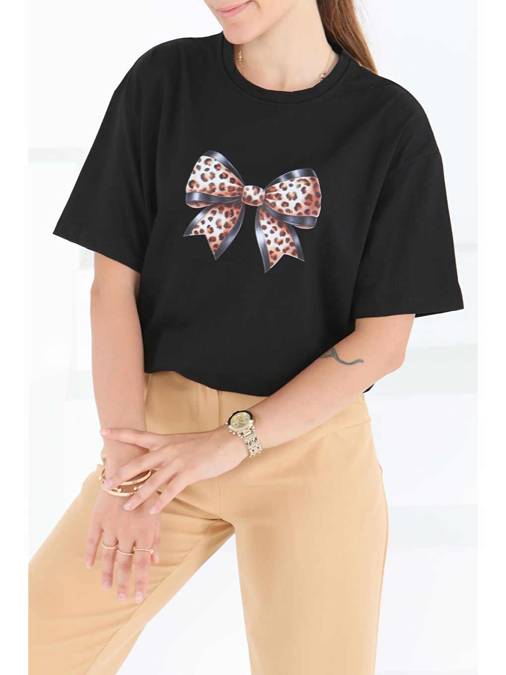 Baskılı Kısa Kollu T-Şhirt Siyah - 27501