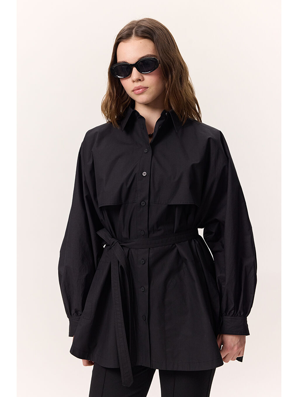 Trenç Tasarım Gömlek Siyah-3