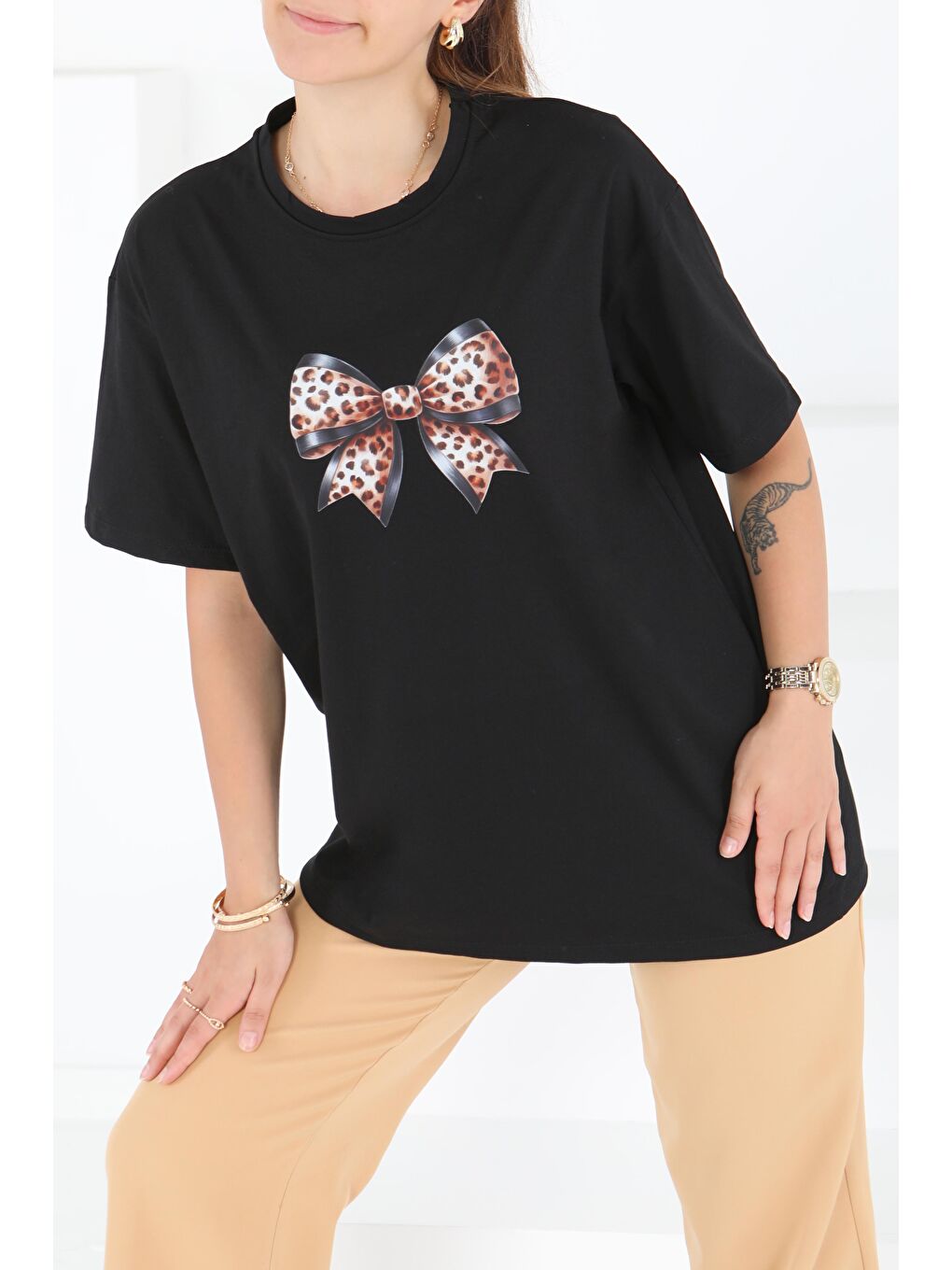 Baskılı Kısa Kollu T-Şhirt Siyah - 27501-1