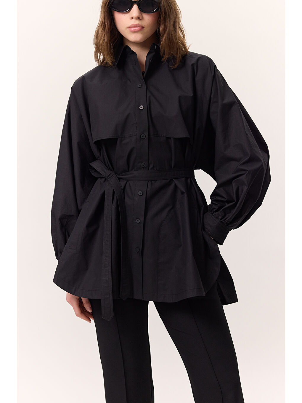 Trenç Tasarım Gömlek Siyah-4