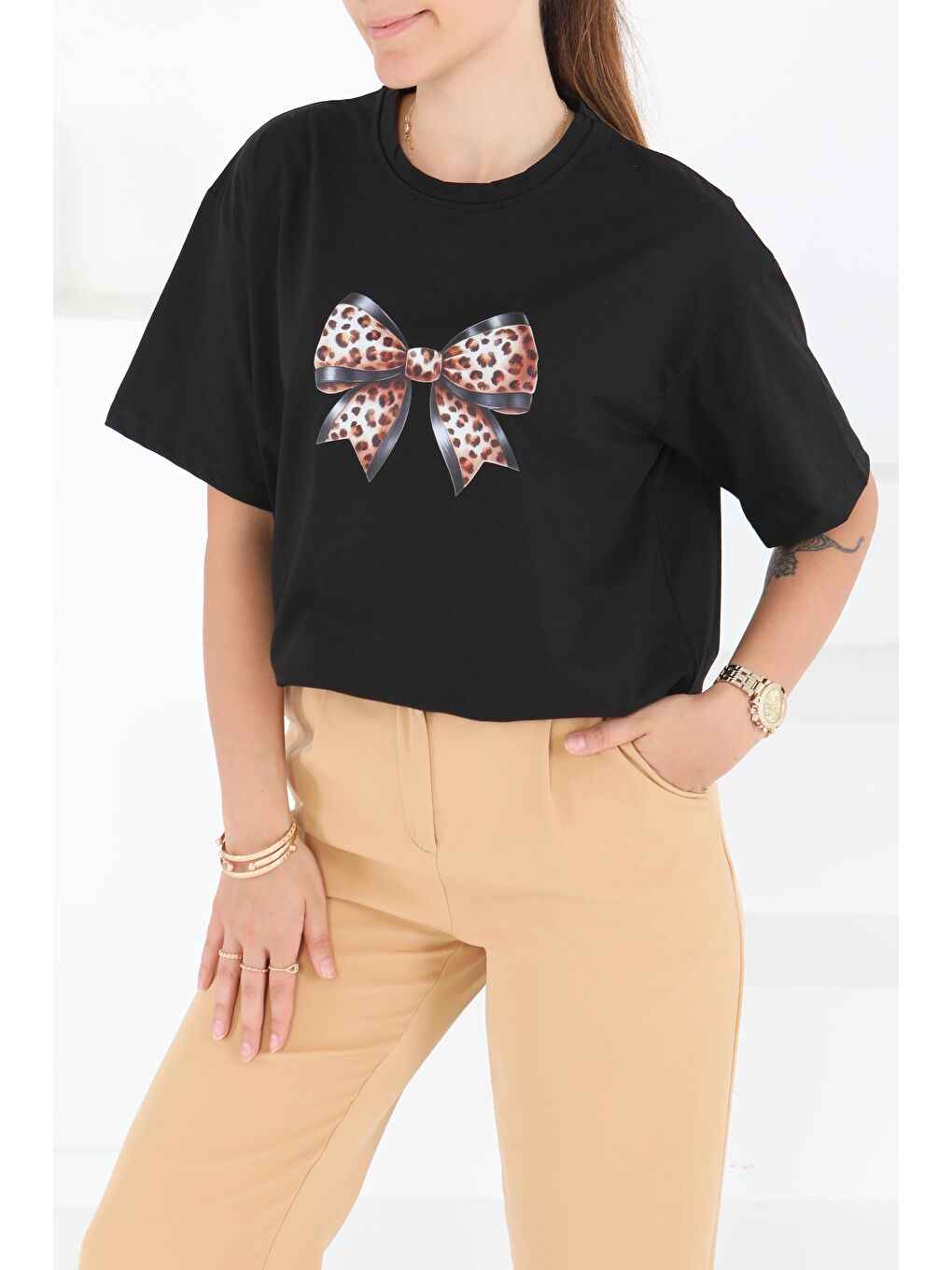 Baskılı Kısa Kollu T-Şhirt Siyah - 27501-2