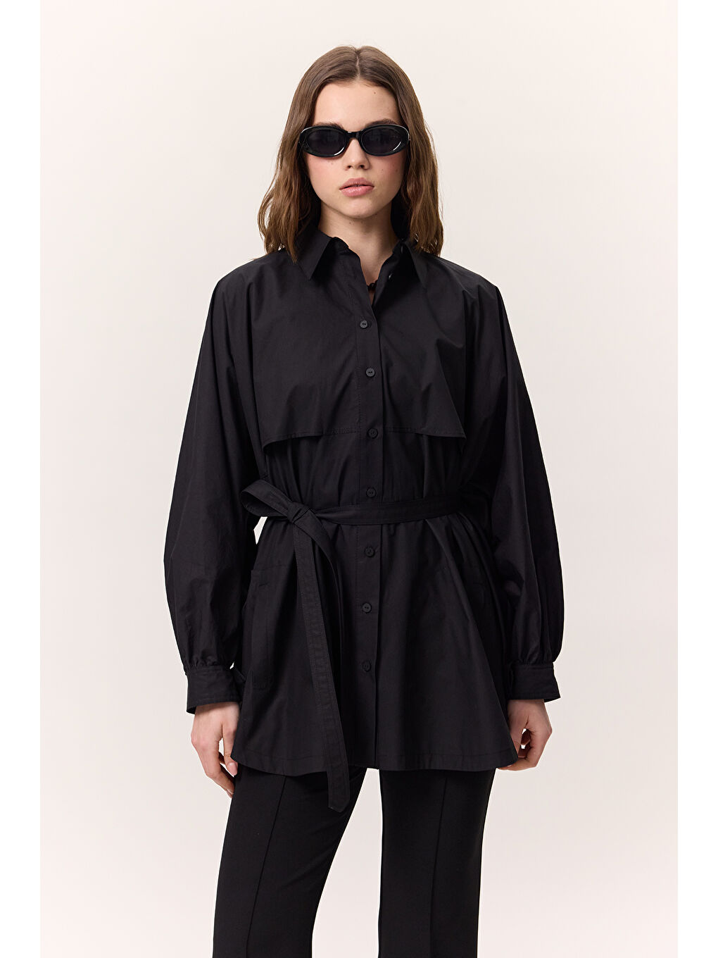 Trenç Tasarım Gömlek Siyah-5