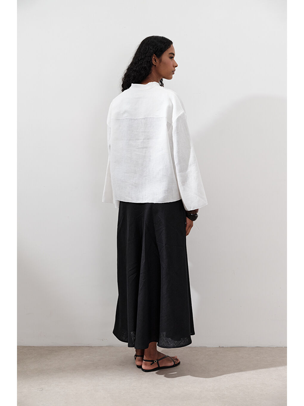 Keten Bağlamalı Bluz Ekru-7